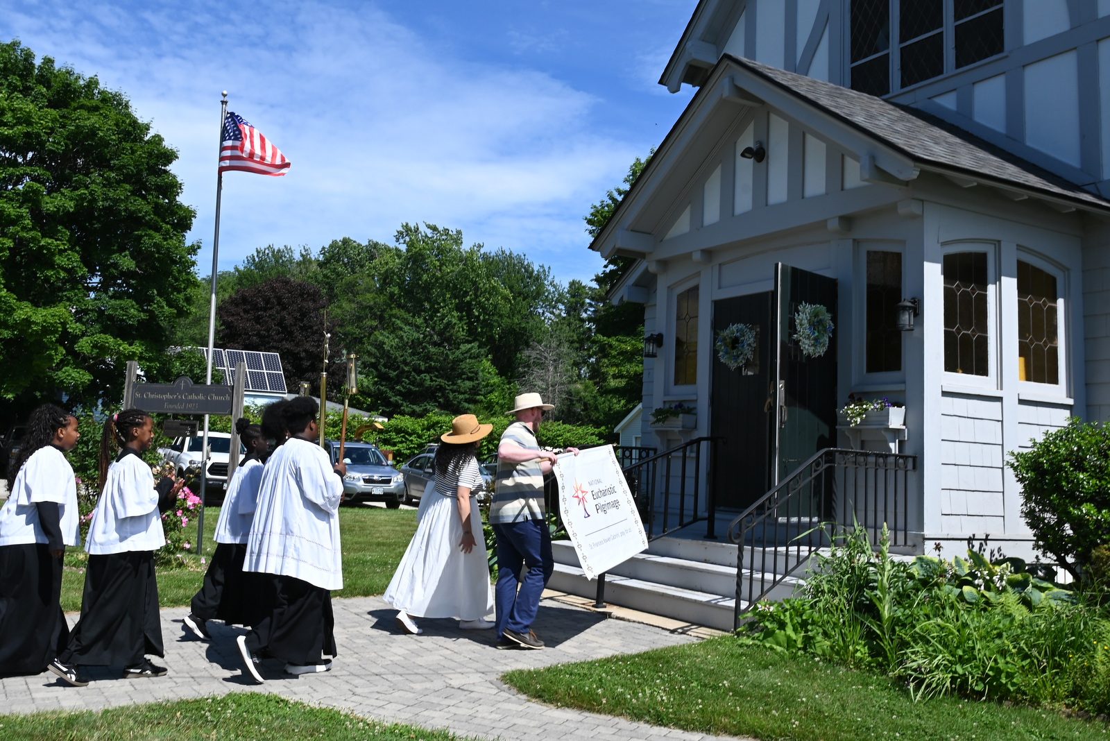Arriving at St. Christopher Church on Peaks Island