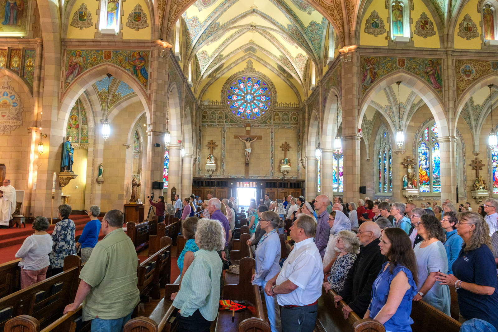 Parishioners in the pews at St. John the Baptist Church in Brunswick.