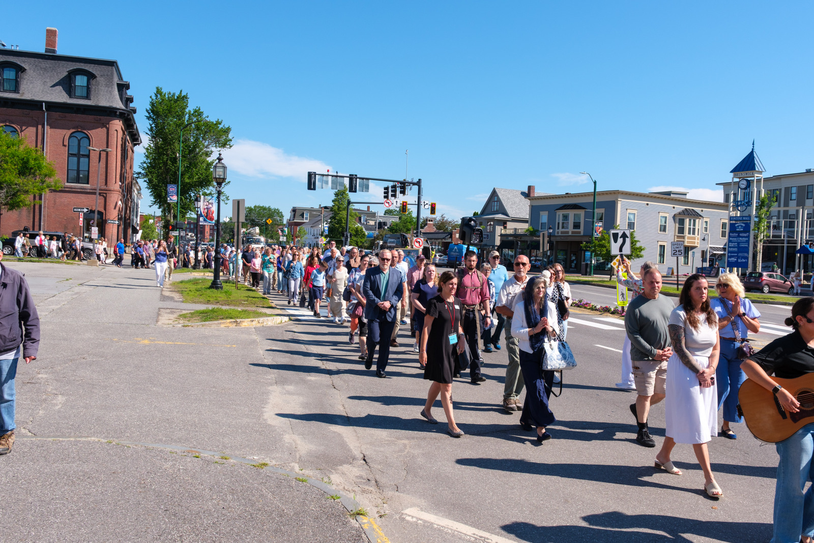 Eucharistic procession through the streets of Brunswick.