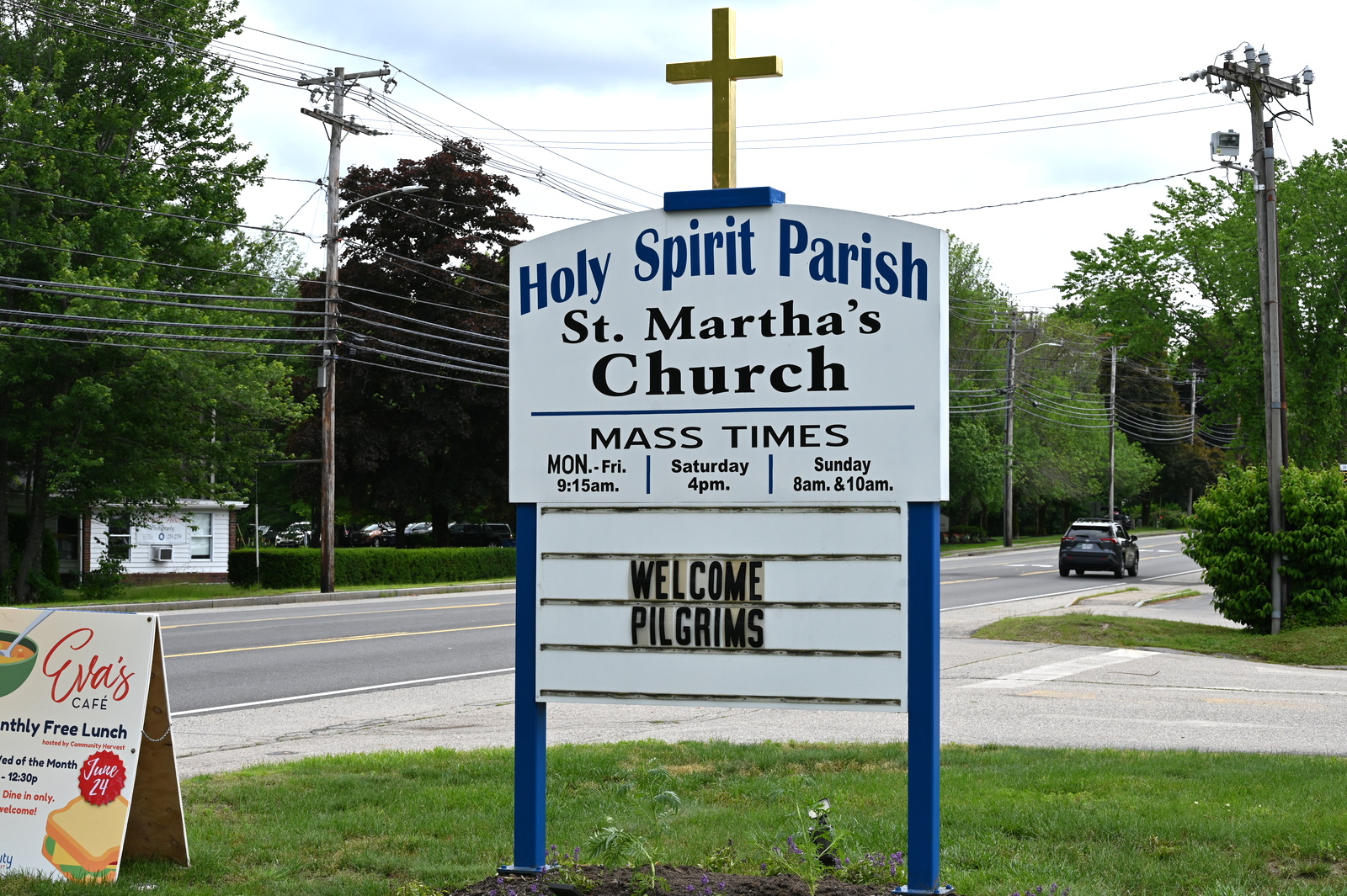 Welcome sign at St. Martha Church