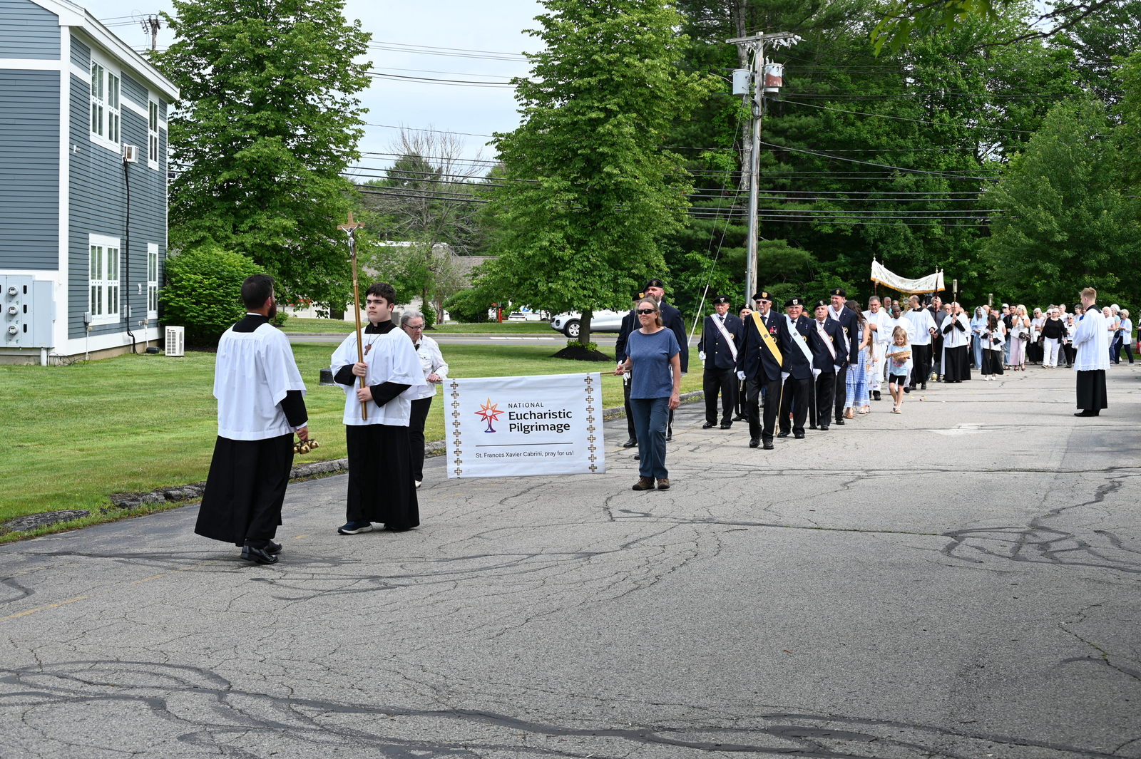 Eucharistic procession around St. Martha Church in Kennebunk.