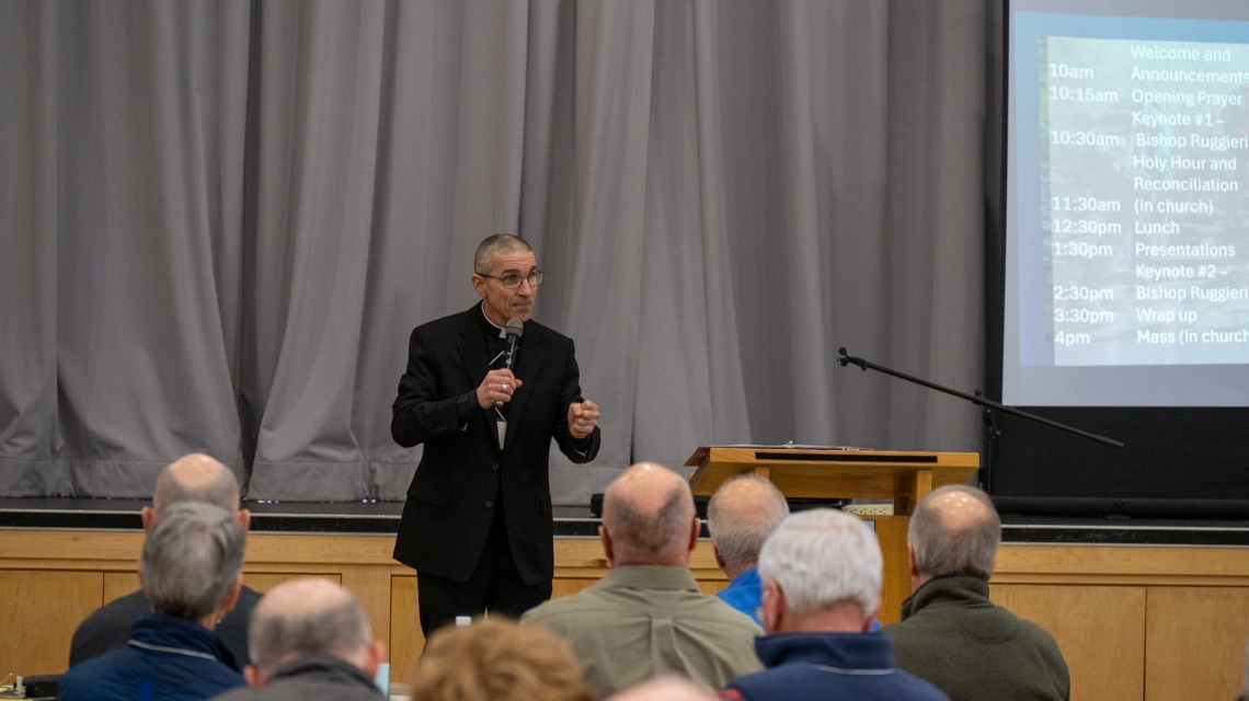 Bishop Ruggieri Speaking at the Maine Catholic Men's Conference