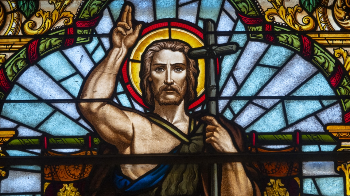 Stained glass depiction of St. John the Baptist