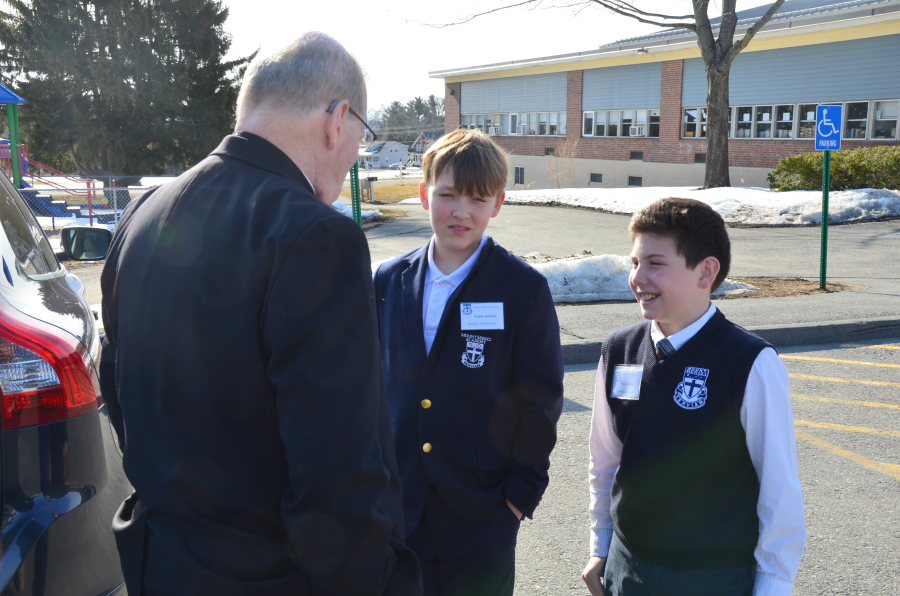 Bishop Deeley visits Mount Merici Academy in Waterville. 