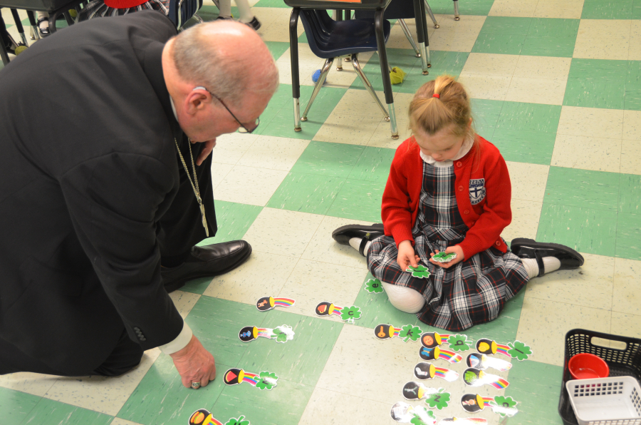 Bishop Deeley visits Mount Merici Academy in Waterville. 