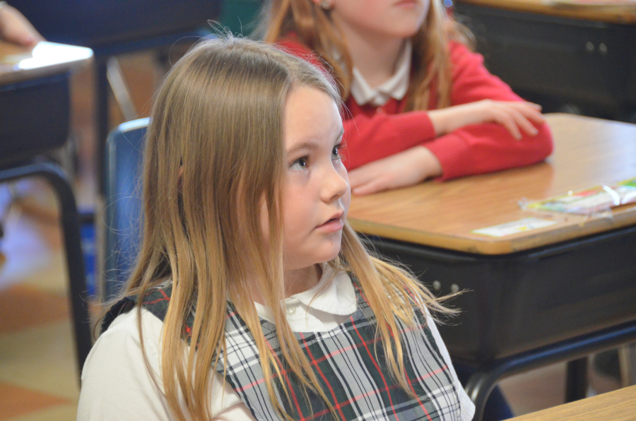Bishop Deeley visits Mount Merici Academy in Waterville. 