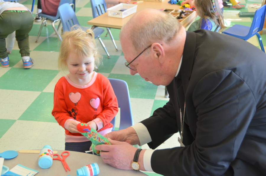 Bishop Deeley visits Mount Merici Academy in Waterville. 
