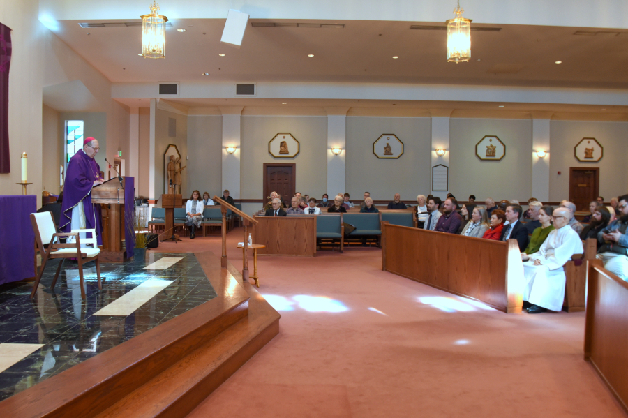 Standing before the bishop