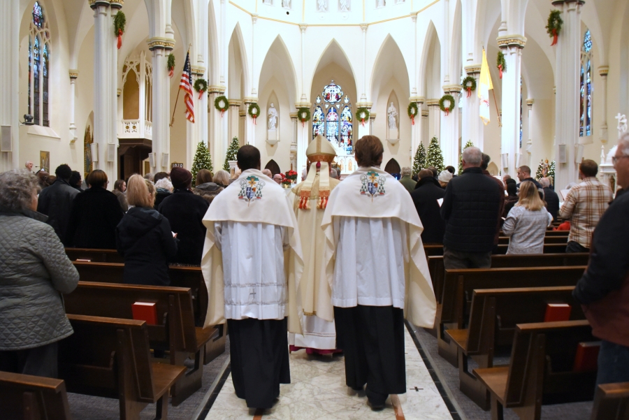 Opening procession as seen from the back of the church.