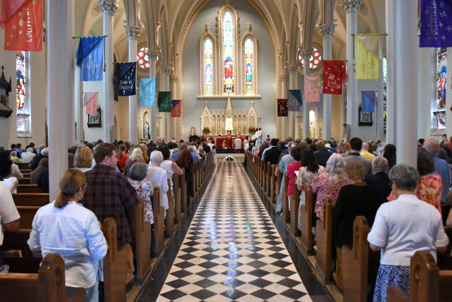 View from the back of the church as Deacon Valles lies prostrate.
