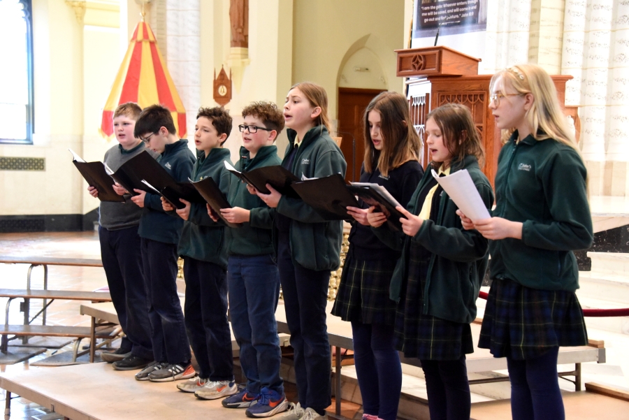 St. John's Catholic School students singing.