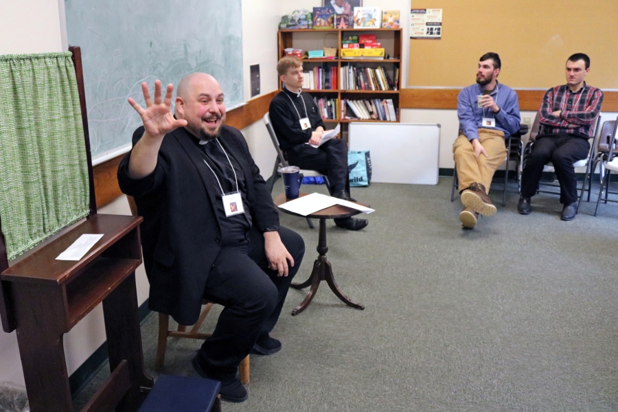 Father Brad Morin addresses attendees.