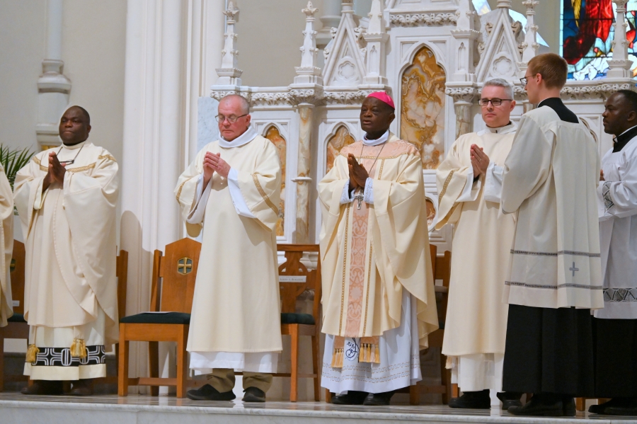 Bishop George Nkuo, Deacon Luis Sanclemente, and Father Anthanasius Wirsiy