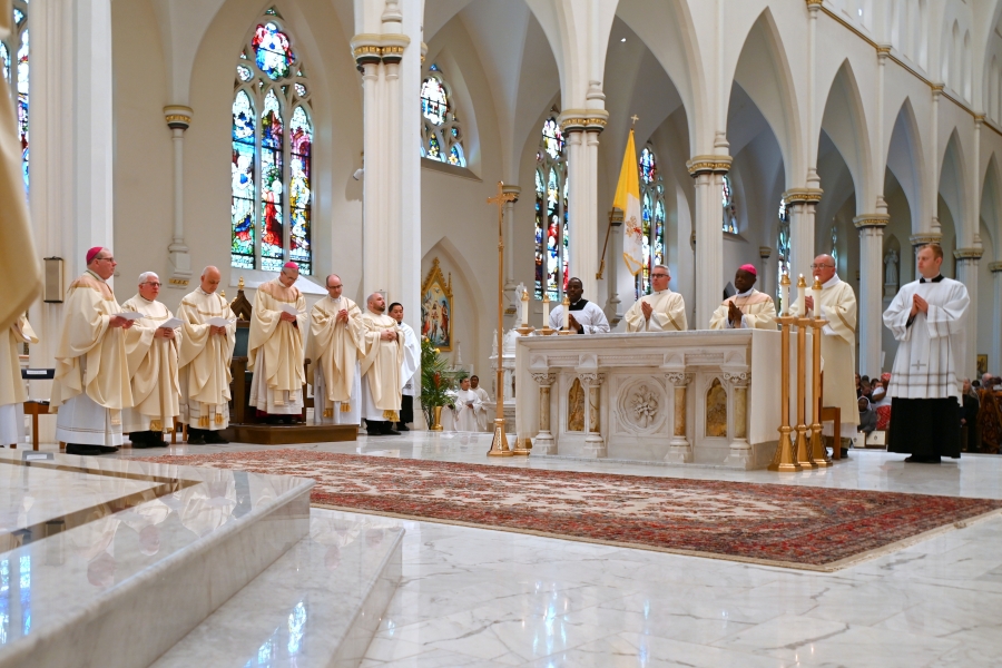 The sanctuary while the Litany of Saints is being sung