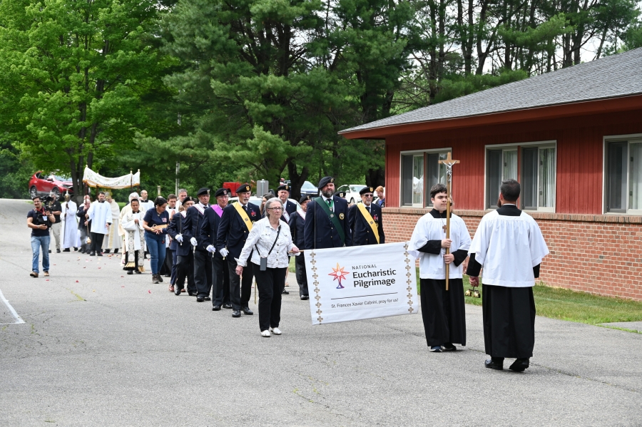 Procession outside St. Martha Church in Kennebunk.
