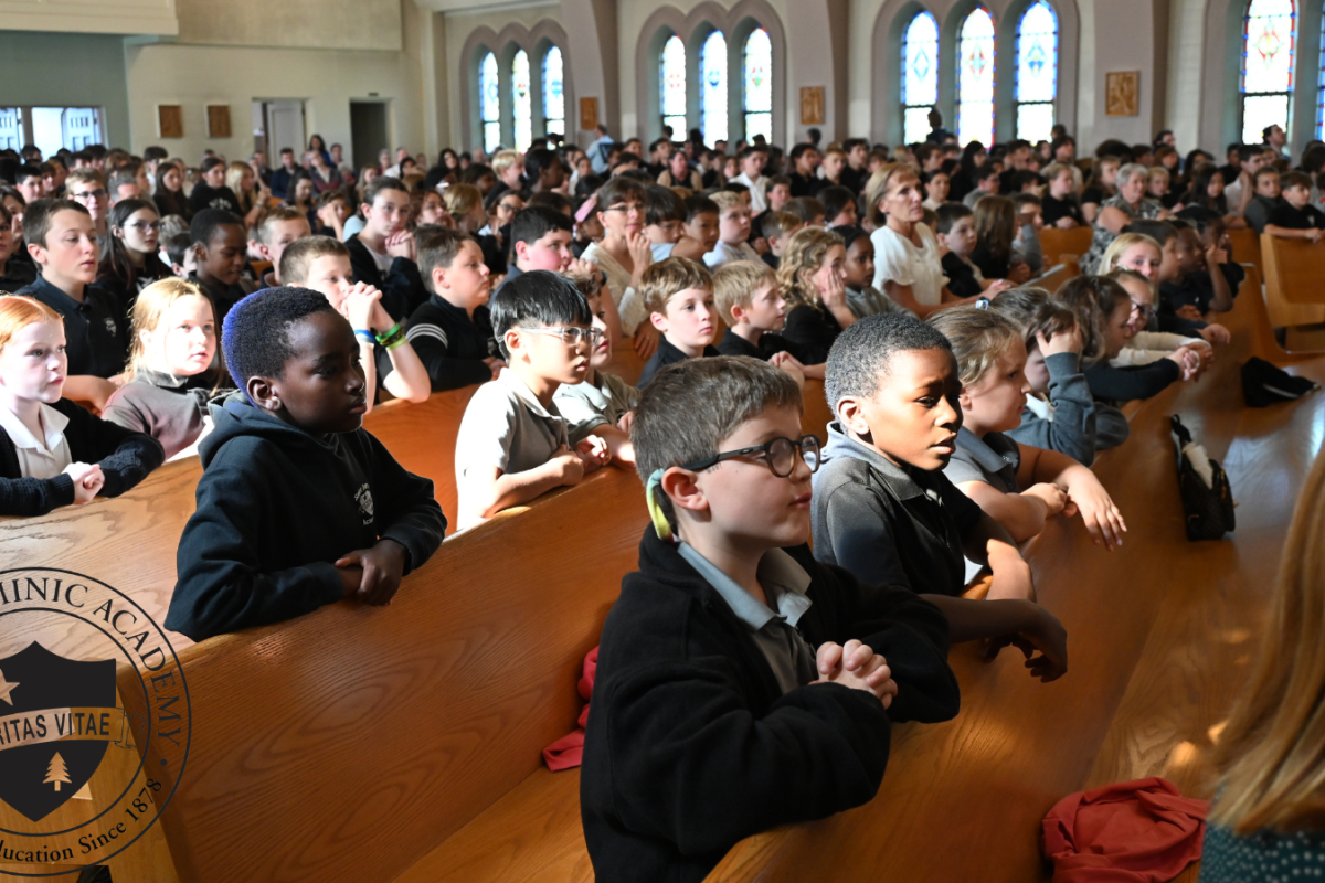 students sitting in church