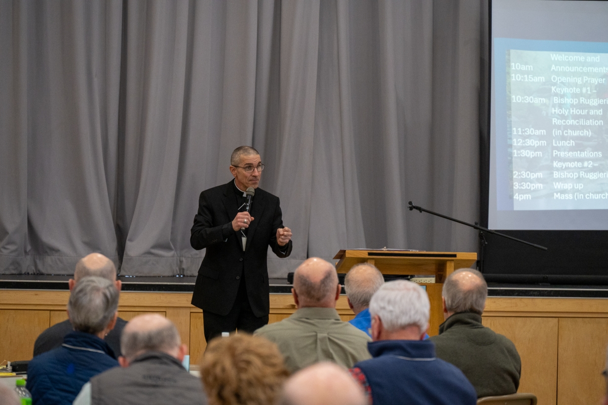 Bishop Ruggieri Speaking at the Maine Catholic Men's Conference