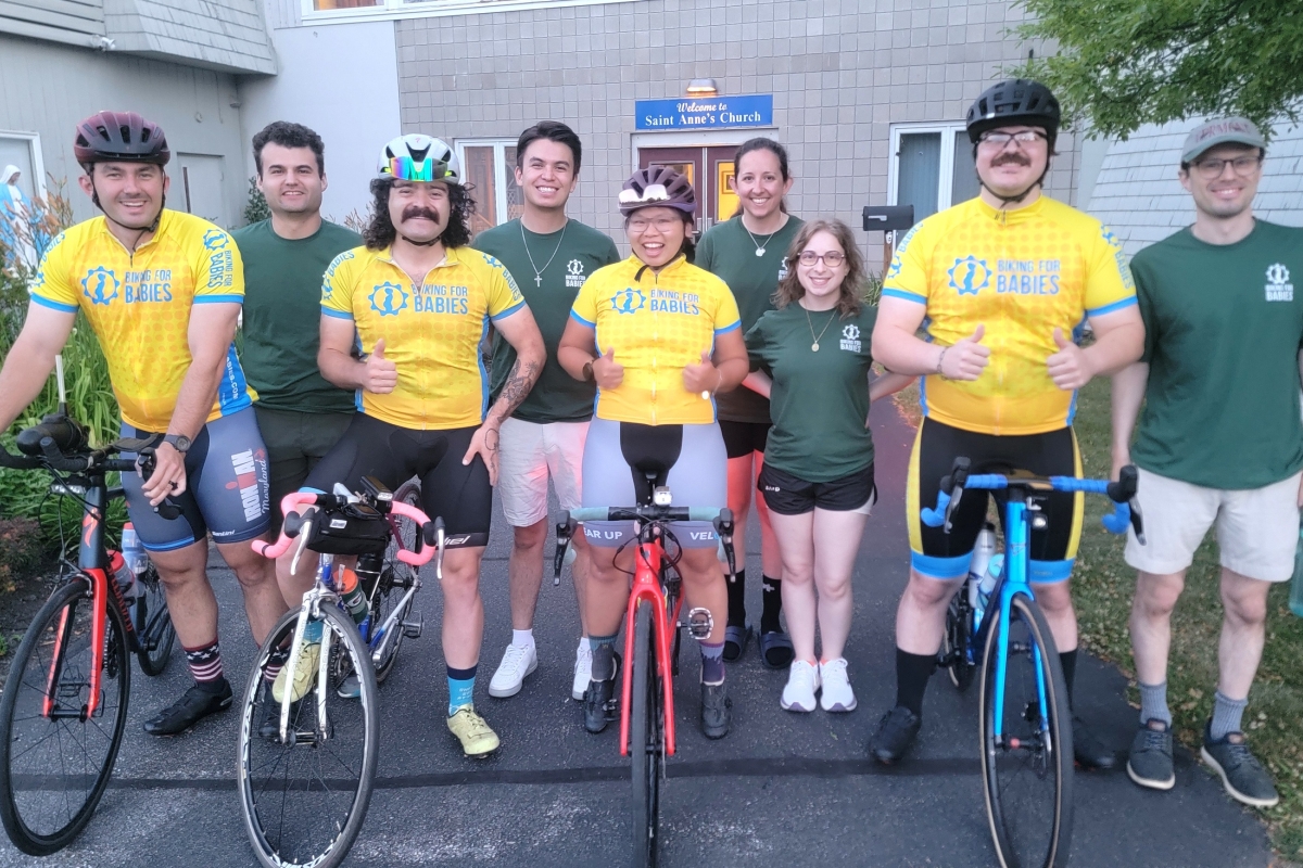 Five cyclists and four members of the support team.